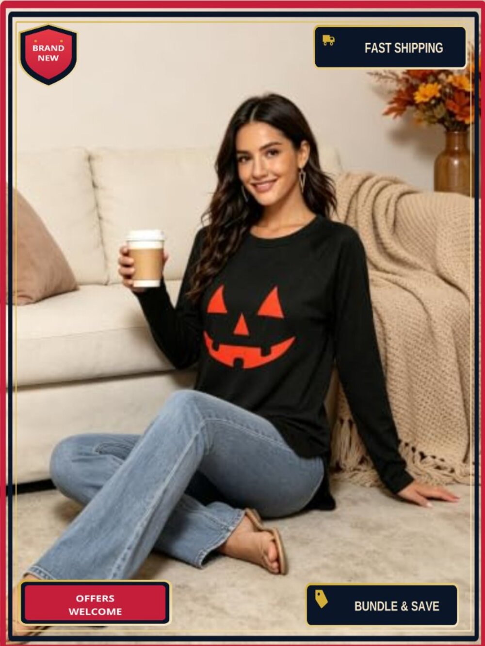 Women's Batwing Long Sleeve Tunic Top Loose Flowy Layering Fall Shirt - Picture 2 of 6